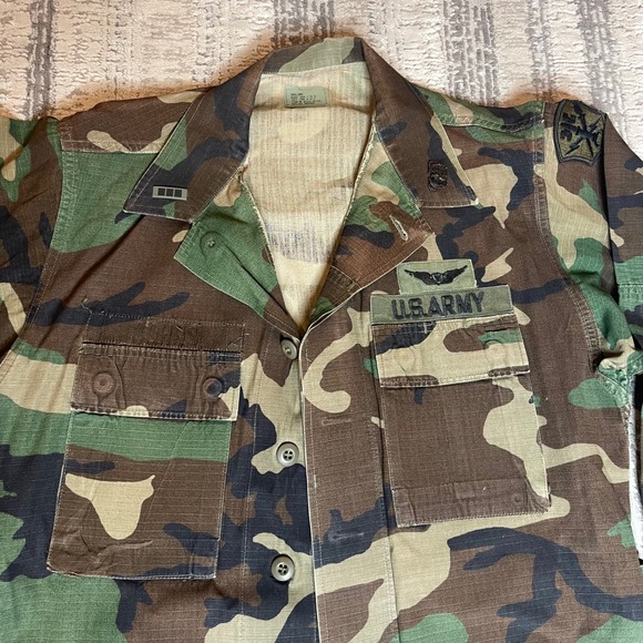 Vintage 1970s US Army Woodland Camo BDU Jacket Pants Set Mens USGI ECWCS - SMALL - Picture 4 of 16